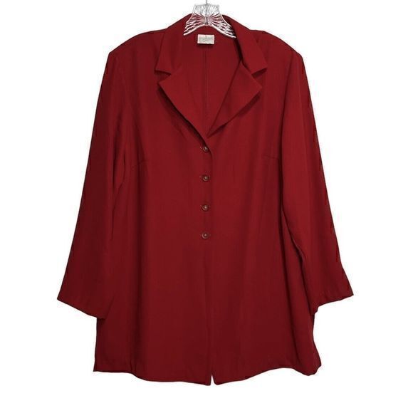 Studio C Vintage Classic Collection Red Long Sleeve Button Up Blouse Size 16 - Picture 1 of 6